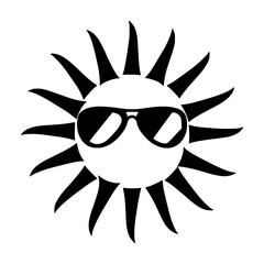 Sun Sunglasses Icon - Black & White Graphic