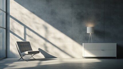 Modern minimalist interior design featuring natural light.