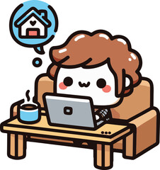 Cozy Remote From Work Setup with Laptop and Coffee Indoor 