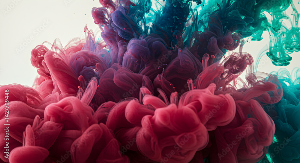 Aufkleber elegant combination of fuchsia and teal ink clouds creates dynamic visual