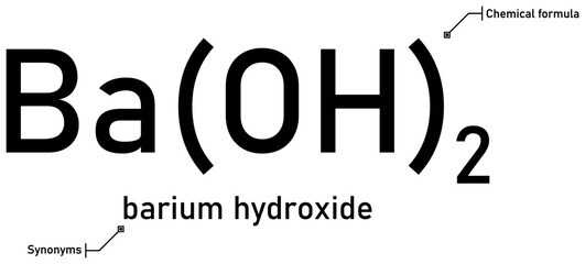 Barium hydroxide chemical formula and synonyms with callout titles