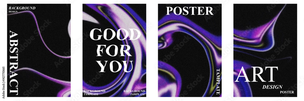 Poster abstract poster set with wavy and textured grain effect. modern minimal design for creative backgrou