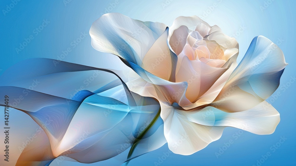 Aufkleber abstract monochromatic blue scene with gradient hues and relaxing visual flow