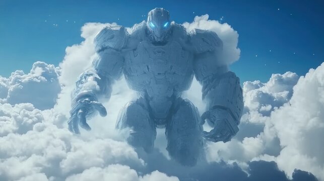 Giant Robot Above Clouds
