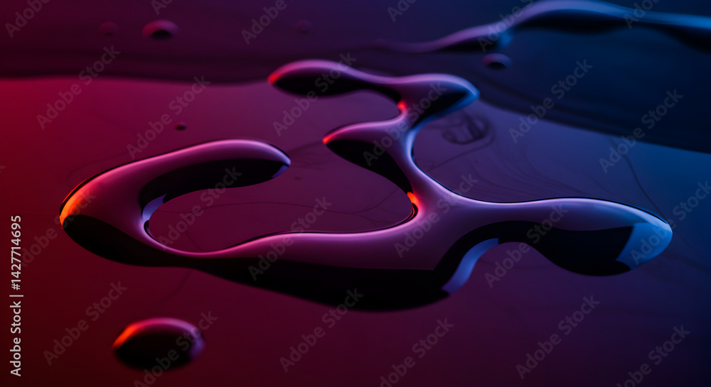 Poster fluid motion abstract composition with red and blue illumination effect