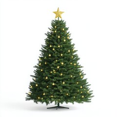 Obraz premium Decorated christmas tree with star isolated on white background