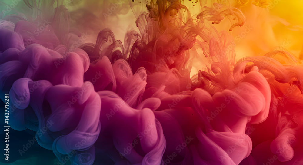 Poster delicate gradient with flowing pigment mixing for background element