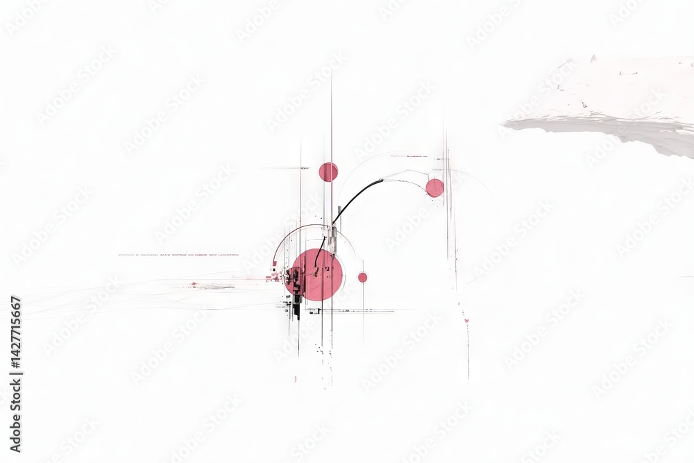 Poster a white background with a pink circle in the middle. symbolizing the intersection of big data with e