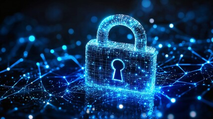 digital security lock in cyber network illustration