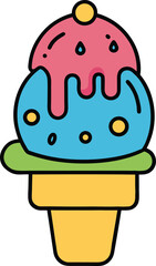 Ice cream cartoon line art coloring pages book for kids vector illustration