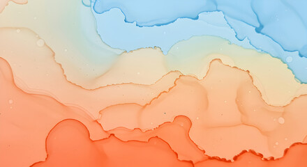 Obraz premium Delicate Pastel Hues Abstract Fluid Art Design in Blue Orange and Beige