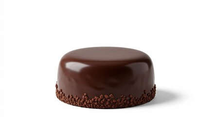 Obraz premium Rich Chocolate Cake, Swirled Frosting Top, Chocolate Crumb Coating, Decadent Dessert