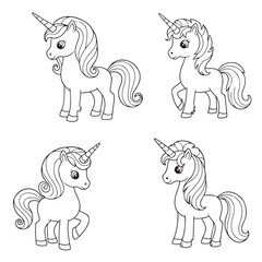 Adorable Unicorn Coloring Page for Kids Wonderful Collection of Outlined Unicorn Characters