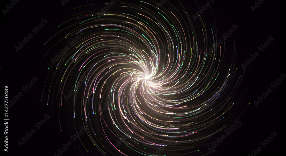 Aufkleber illuminated particle swirl with a dark background for creative projects