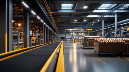 Fototapeta premium Industrial egg processing facility with rows of brown eggs rolling through machinery
