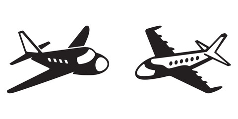 Flat vector silhouette of a jet airplane from side view