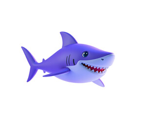 Fototapeta premium Cartoon shark smiling in blue