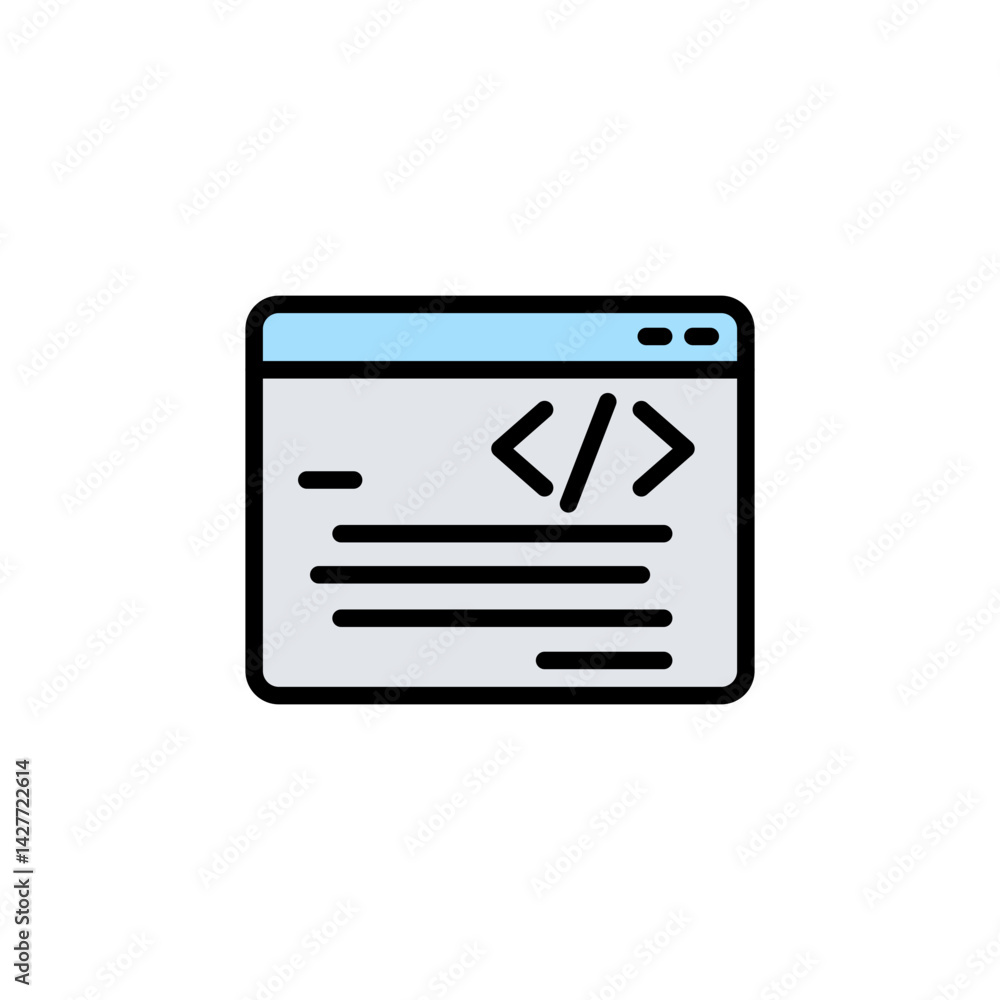 Poster programming colored icons, minimalist vector illustration ,simple transparent graphic element .isola