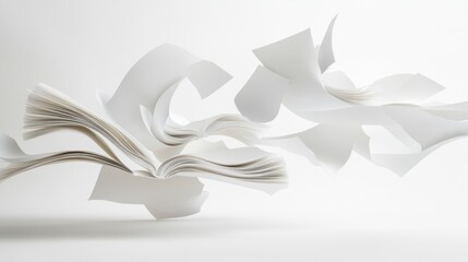 Obraz premium Abstract white paper sheets in motion
