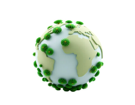 3D Cartoon Earth Infected with Coronavirus