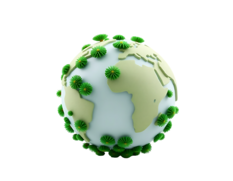 3D Cartoon Earth Infected with Coronavirus