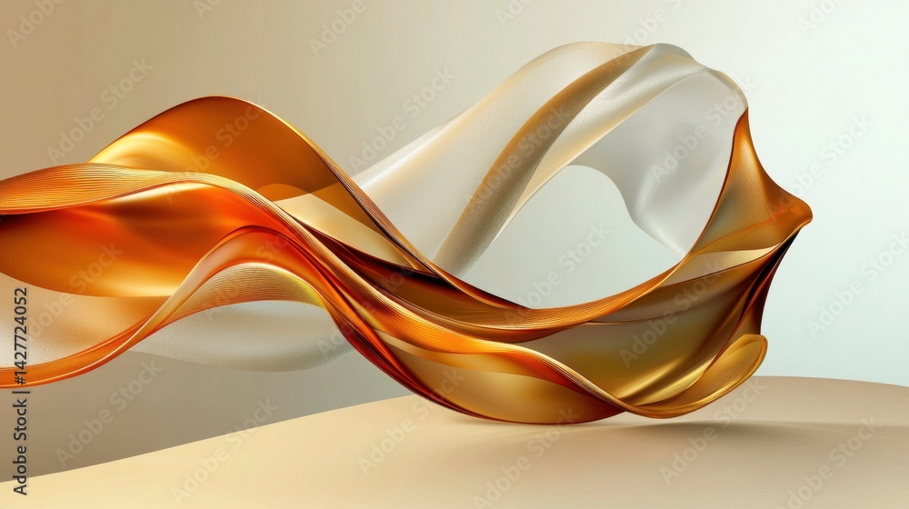 Poster soft golden hues fading into white, elegant and minimal gradient abstract design