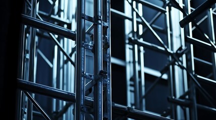 Fototapeta premium Metal Scaffolding Structure in Low Light