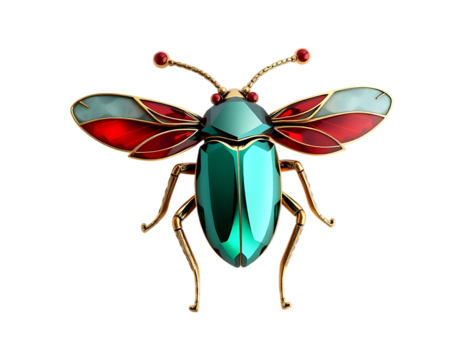 Elegant Emerald Beetle Brooch with Golden Details