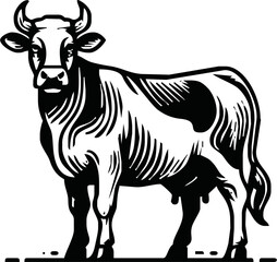 Vintage engrave isolated cow illustration ink sketch. Bull background calf vector art