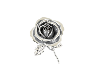 Silver Rose Brooch with Realistic Detailing