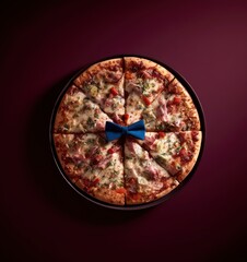 Pizza with Bow Tie on Tray