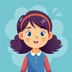 Surprised Cartoon Girl Illustration for Educational and Thematic Use