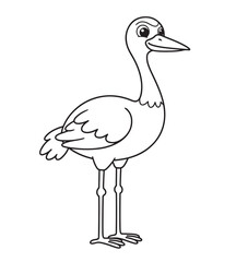 Naklejka premium A Cartoon Crane Illustration Black and White Depiction for Creative Coloring Projects for Children