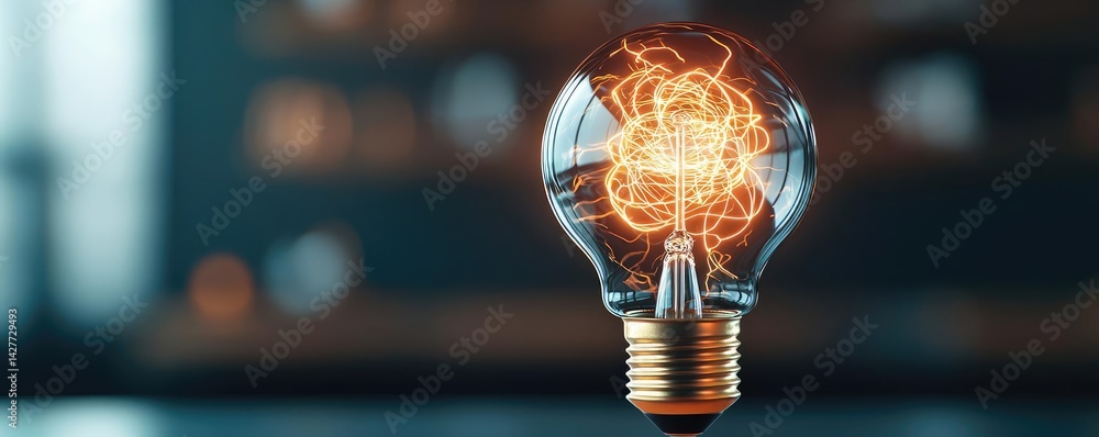 Poster explosion of lightbulb with creative invention impact concept. a glowing light bulb showcasing moder