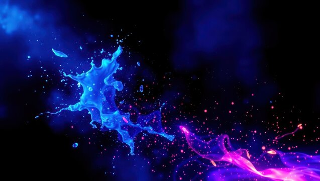 illustration of dark bblue aesthetic Neon splashing colorful background 