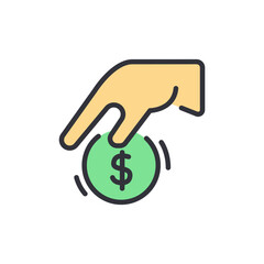 Charity colored icons, minimalist vector illustration ,simple transparent graphic element .Isolated on white background