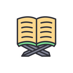  Reciting Quran colored icons, minimalist vector illustration ,simple transparent graphic element .Isolated on white background