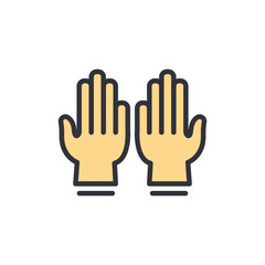 Praying hand colored icons, minimalist vector illustration ,simple transparent graphic element .Isolated on white background