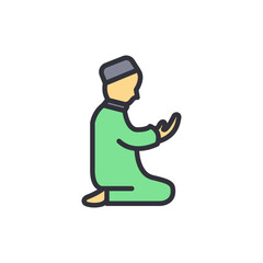 Islamic pray colored icons, minimalist vector illustration ,simple transparent graphic element .Isolated on white background