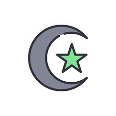 Islamic symbol colored icons, minimalist vector illustration ,simple transparent graphic element .Isolated on white background