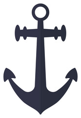 Black anchor emblem icon isolated on white background.