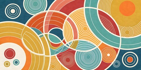 Naklejka premium A contemporary abstract design showcasing overlapping circular forms in varying opacities and colors, creating depth and visual interest. Perfect for modern designs, infographics, and artistic.