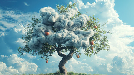 Fantasy apple tree landscape