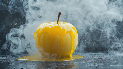 Melting apple in still life