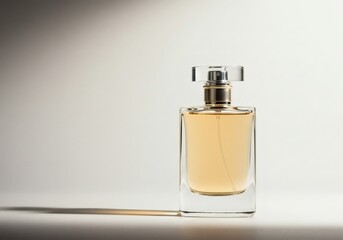Golden parfum bottle casts strong shadow