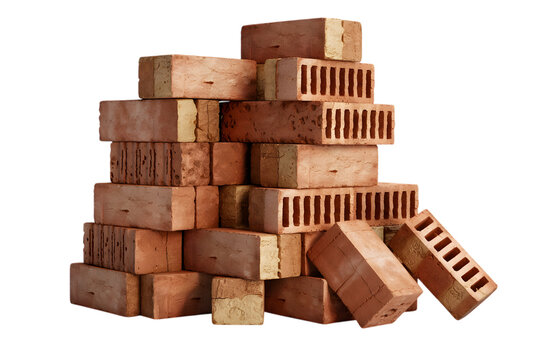 Stack of Red Bricks: A pile of rustic, red bricks sits in a haphazard arrangement, suggesting the potential for a new construction project.
