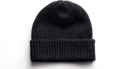 Black ribbed knit beanie