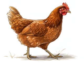 Fototapeta premium Brown Chicken Hen Standing Isolated on Transparent