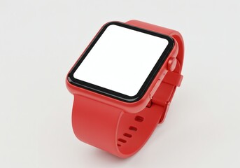 Modern red smartwatch with vibrant screen