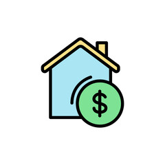 Real estate price colored icons, minimalist vector illustration ,simple transparent graphic element .Isolated on white background